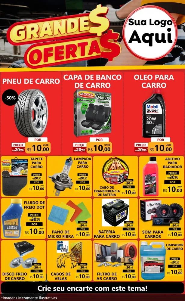 Modelo de Encarte para Encarte Grande com o tema Grandes Ofertas - Autopeças para Auto peças