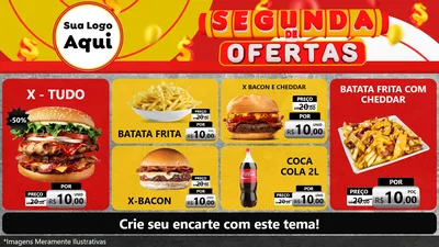 Modelo de TV para TV Horizontal com o tema Segunda de Ofertas para Hamburgueria