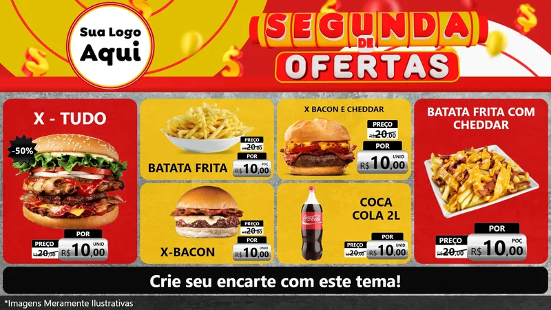 Modelo de TV para TV Horizontal com o tema Segunda de Ofertas para Hamburgueria