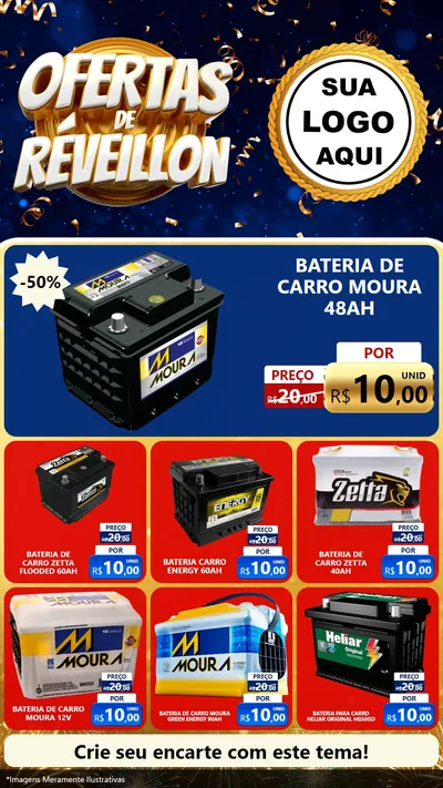 Modelo de Rede Social para Stories com o tema Ofertas de Réveillon para Baterias Elétricas