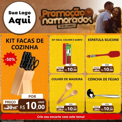 Modelo de Rede Social para Feed Facebook com o tema Promoção Namorados para Utilidades Domésticas