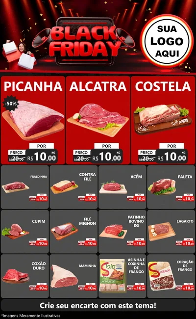 Modelo de Encarte para Encarte Grande com o tema Black Friday para Açougue