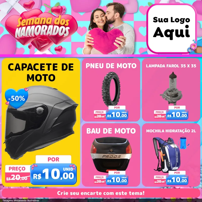 Modelo de Rede Social para Feed Facebook com o tema Semana dos Namorados para Moto peças