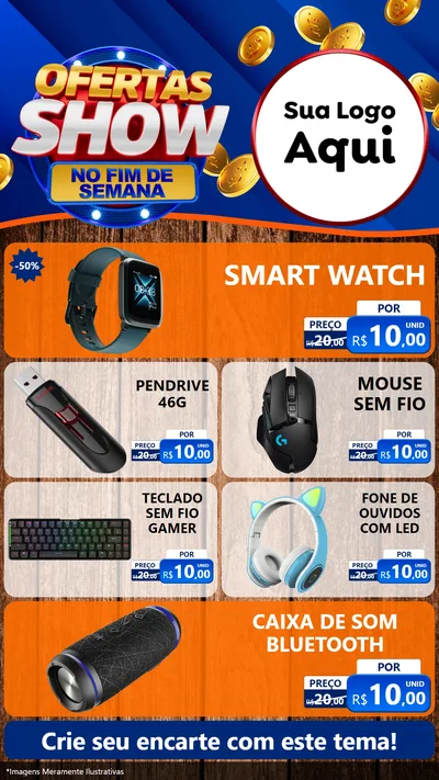 Modelo de TV para TV Vertical com o tema Ofertas Show No Fim De Semana para Informática