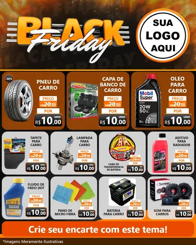 Modelo de Rede Social para Feed Instagram com o tema Black Friday para Auto peças