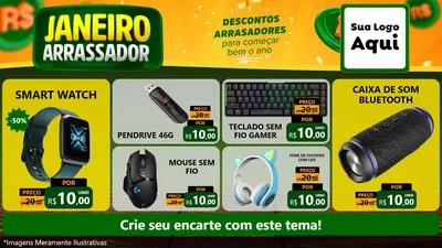 Modelo de TV para TV Horizontal com o tema Janeiro Arrasador para Informática