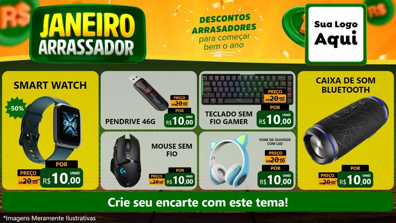 Modelo de TV para TV Horizontal com o tema Janeiro Arrasador para Informática