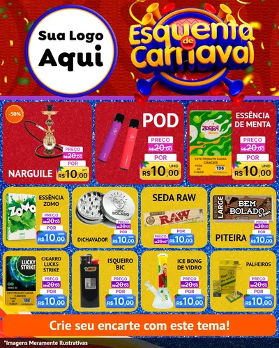 Modelo de Rede Social para Feed Instagram com o tema Esquenta de Carnaval para Tabacaria