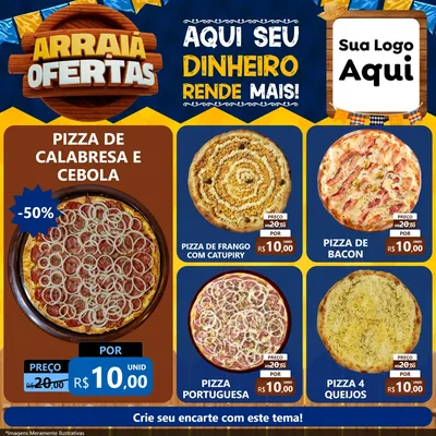 Modelo de Rede Social para Feed Facebook com o tema Arraiá de Ofertas - Junina para Pizzaria