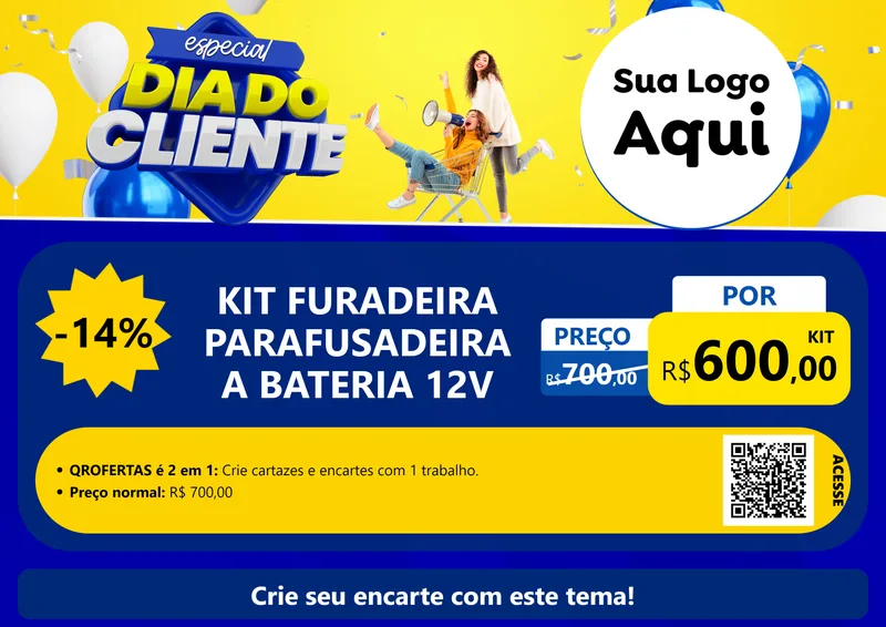 Modelo de Cartaz para Cartaz A4 Horizontal com o tema Especial Dia do Cliente para Maquinas e Ferramentas