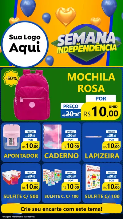 Modelo de Rede Social para Stories com o tema Semana da Independência para Papelaria