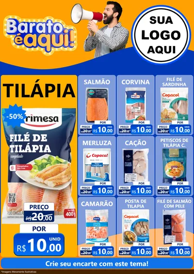 Modelo de Encarte para Encarte A4 Vertical com o tema Barato é aqui para Peixaria
