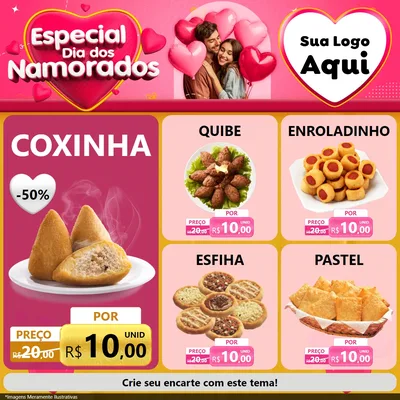 Modelo de Rede Social para Feed Facebook com o tema Especial Dia dos Namorados para Salgadaria
