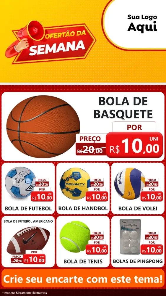Modelo de Rede Social para Stories com o tema Ofertão da Semana para Artigos Esportivos