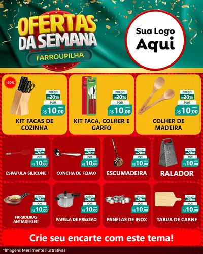 Modelo de Rede Social para Feed Instagram com o tema Ofertas da Semana Farroupilha para Utilidades Domésticas