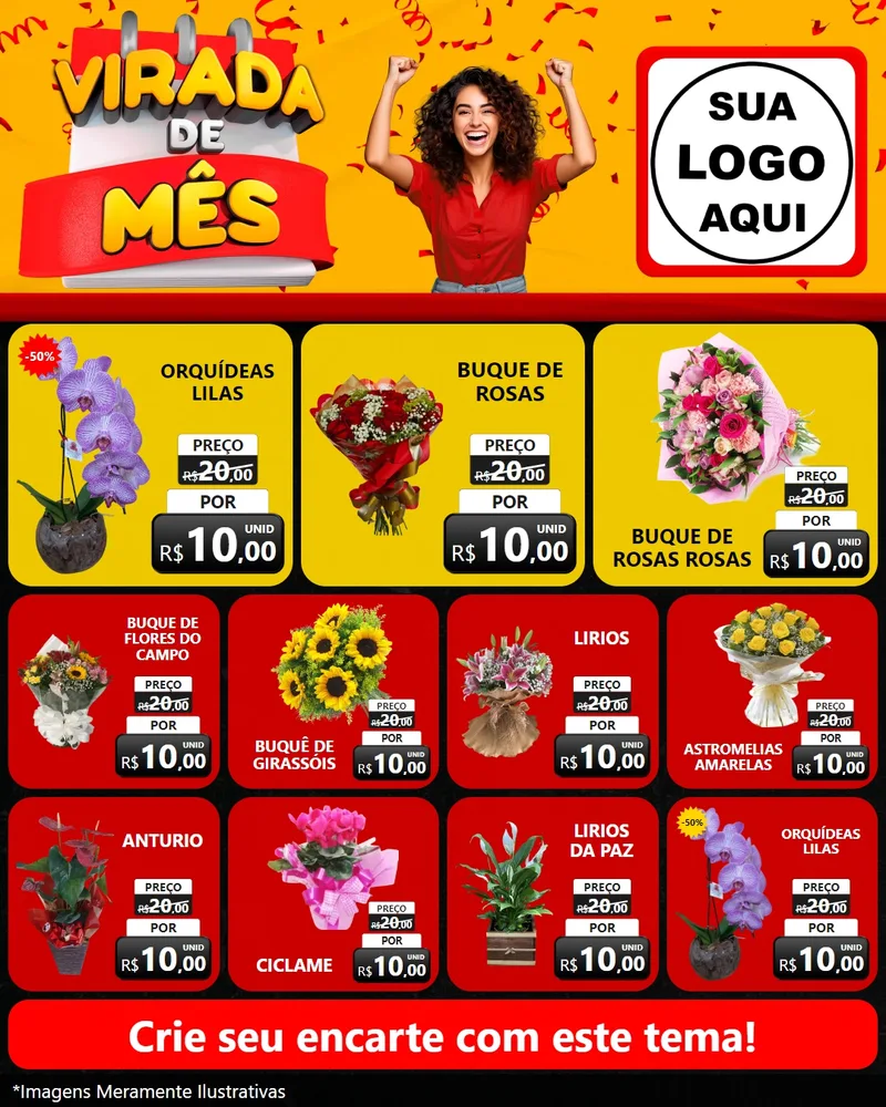 Modelo de Rede Social para Feed Instagram com o tema Virada de Mês para Floricultura e jardim