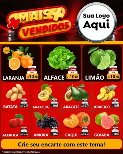 Modelo de Rede Social para Feed Instagram com o tema Mais Vendidos para Hortifrúti