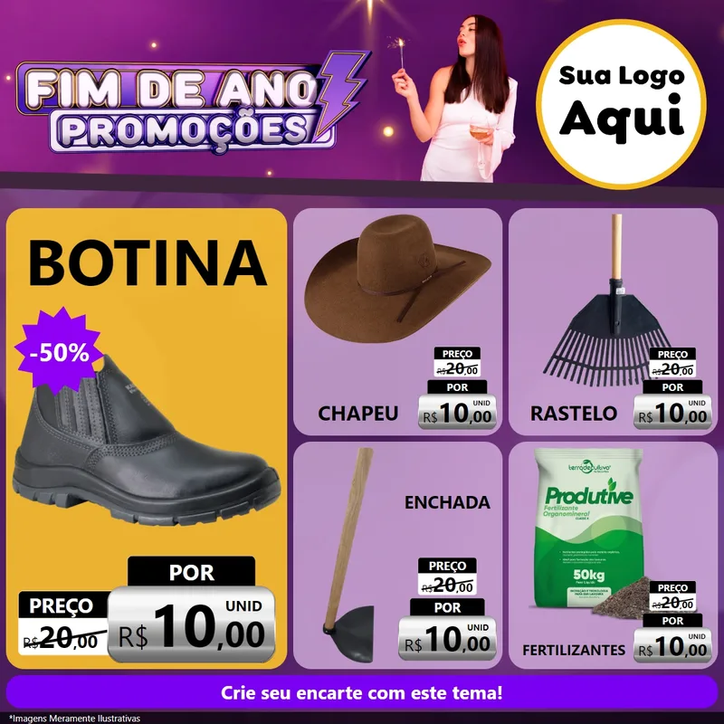 Modelo de Rede Social para Feed Facebook com o tema Fim de Ano Promoções para Agropecuária