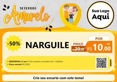 Modelo de Cartaz para Cartaz A4 Horizontal com o tema Setembro Amarelo para Tabacaria