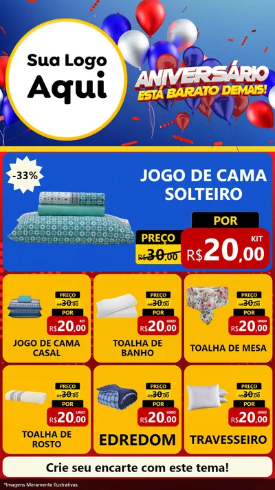 Modelo de Rede Social para Stories com o tema Aniversário para Cama, Mesa e Banho