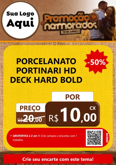 Modelo de Cartaz para Cartaz A4 Vertical com o tema Promoção Namorados para Pisos e revestimentos