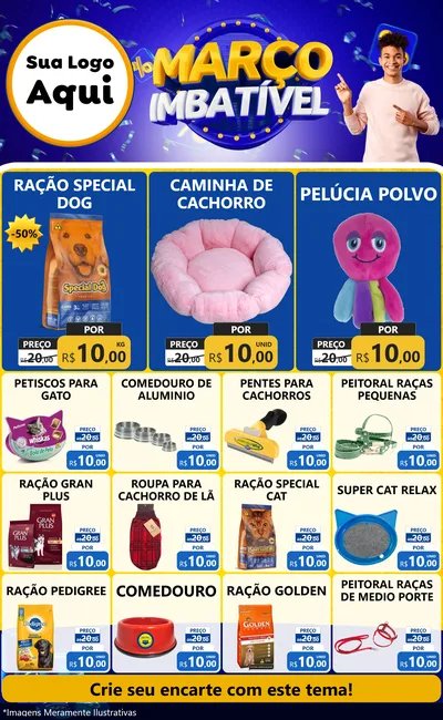 Modelo de Encarte para Encarte Grande com o tema Março Imbatível para Pet Shop