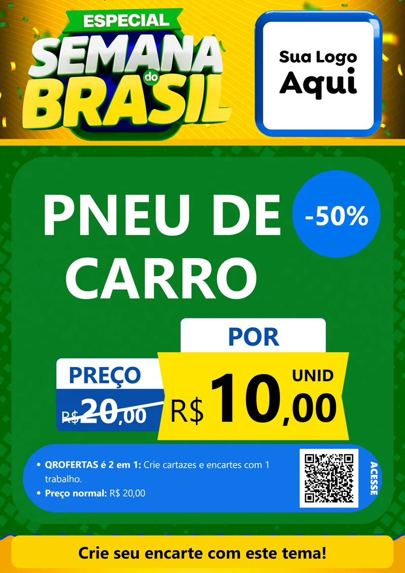 Modelo de Cartaz para Cartaz A4 Vertical com o tema Especial Semana do Brasil para Auto peças