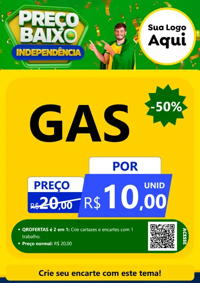 Modelo de Cartaz para Cartaz A4 Vertical com o tema Preço Baixo de Independência para Água e gás
