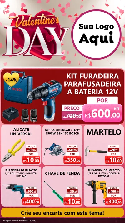 Modelo de Rede Social para Stories com o tema Valentine's Day para Maquinas e Ferramentas