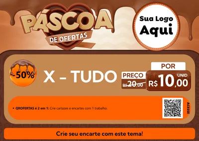 Modelo de Cartaz para Cartaz A4 Horizontal com o tema Páscoa de Ofertas para Hamburgueria