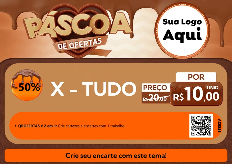 Modelo de Cartaz para Cartaz A4 Horizontal com o tema Páscoa de Ofertas para Hamburgueria