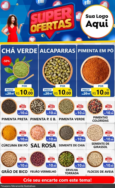 Modelo de Encarte para Encarte Grande com o tema Super Ofertas para Produtos Naturais