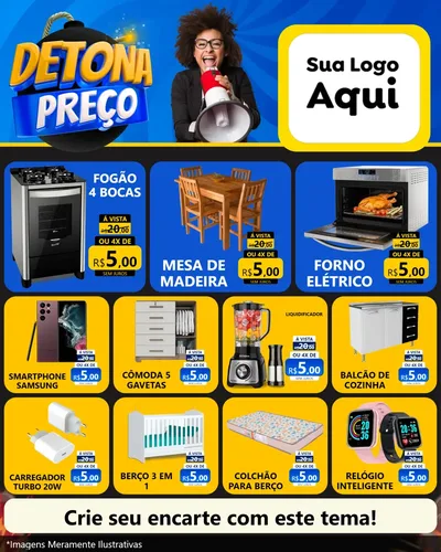 Modelo de Rede Social para Feed Instagram com o tema Detona Preços para Móveis e Eletro