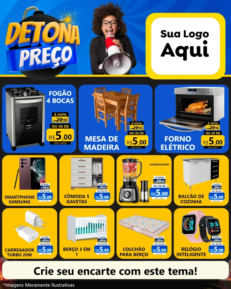 Modelo de Rede Social para Feed Instagram com o tema Detona Preços para Móveis e Eletro