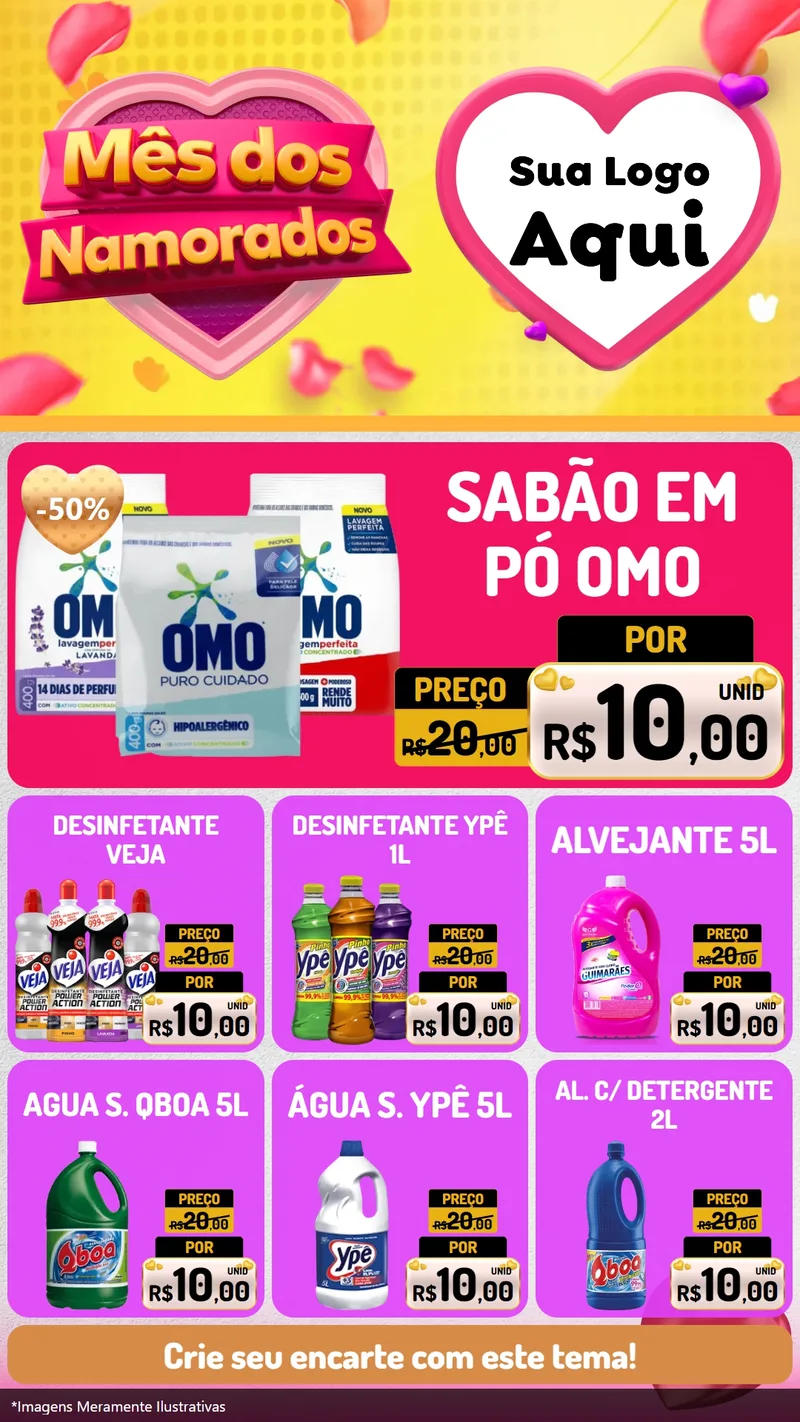 Modelo de Rede Social para Stories com o tema Mês dos Namorados para Produtos de Limpeza