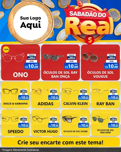 Modelo de Rede Social para Feed Instagram com o tema Sabadão do Real para Óticas