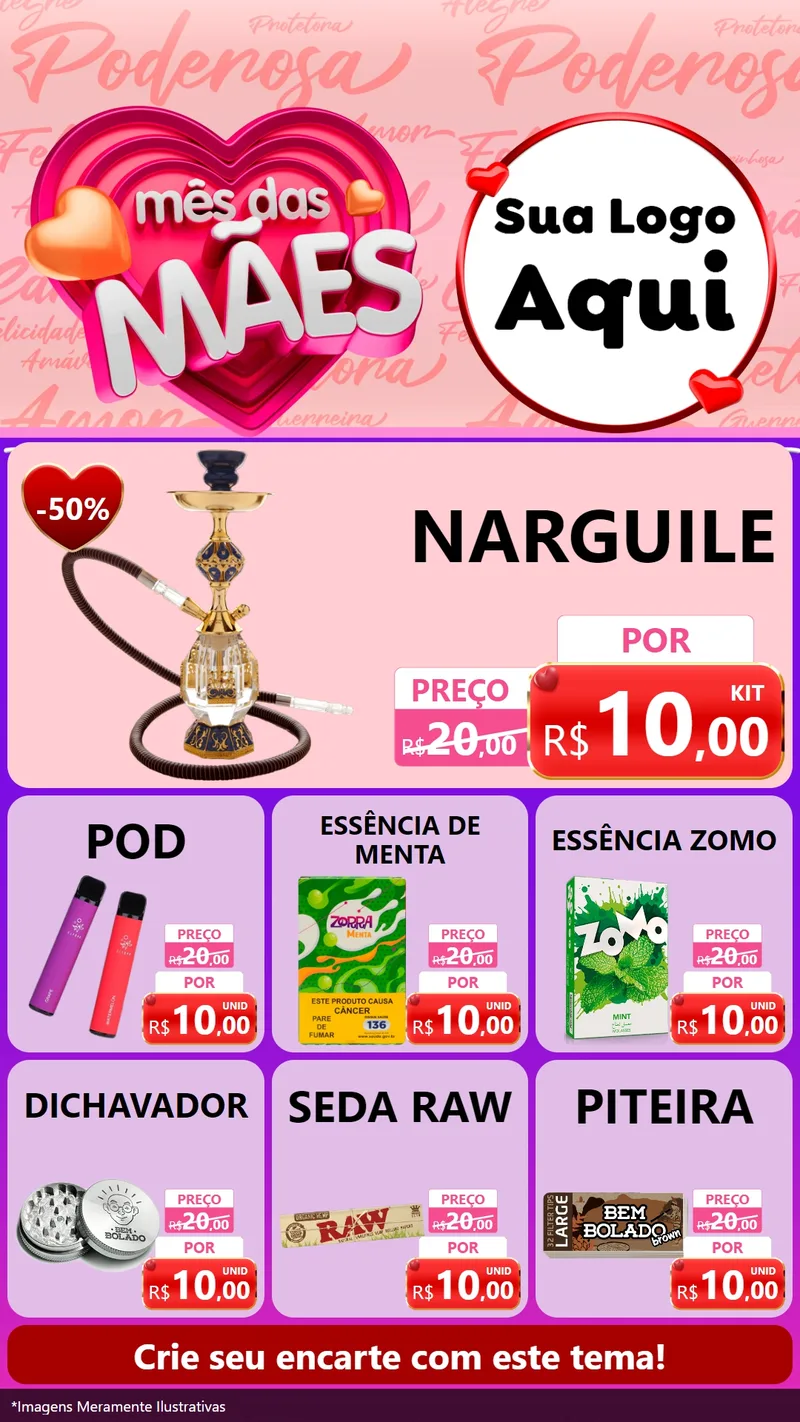 Modelo de Rede Social para Stories com o tema Mês Das Mães para Tabacaria