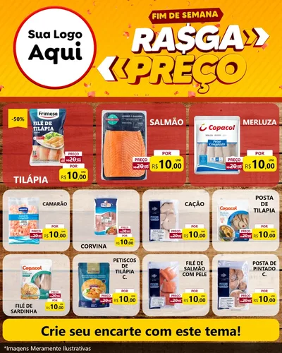 Modelo de Rede Social para Feed Instagram com o tema Fim de Semana Rasga Preços para Peixaria