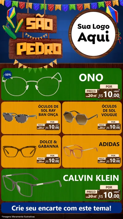 Modelo de TV para TV Vertical com o tema São Pedro para Óticas