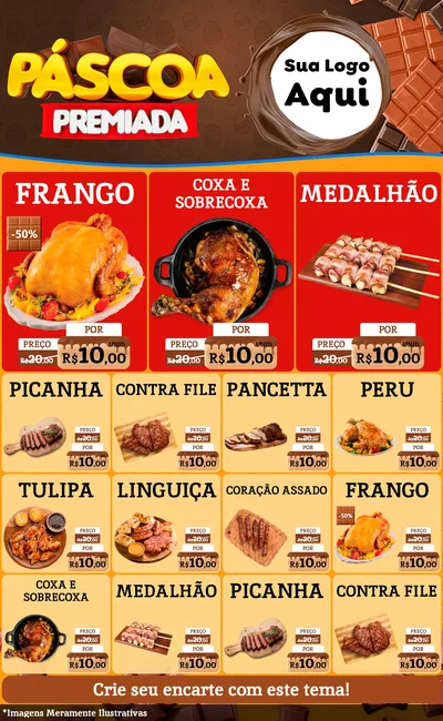 Modelo de Encarte para Encarte Grande com o tema Páscoa Premiada para Assados