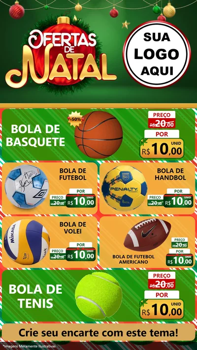 Modelo de TV para TV Vertical com o tema Ofertas de Natal para Artigos Esportivos