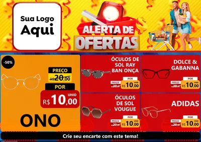 Modelo de Encarte para Encarte A4 Horizontal com o tema Alerta de Ofertas para Óticas