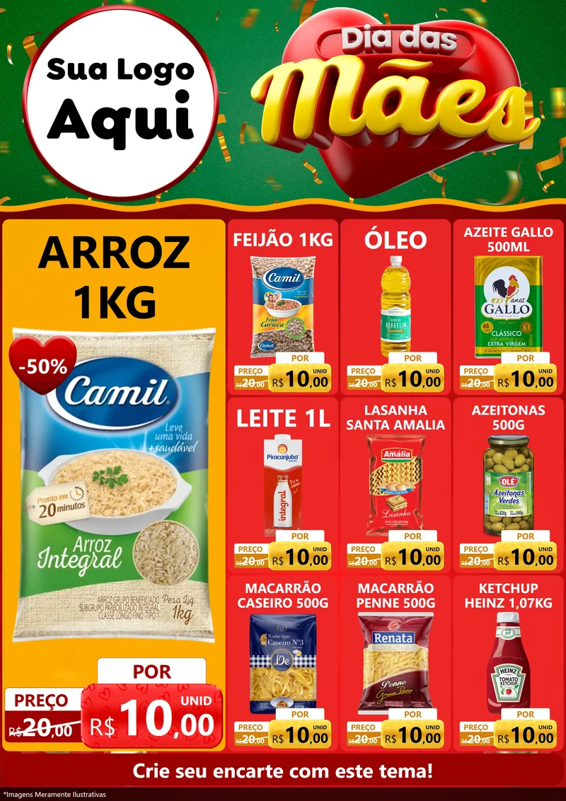 Modelo de Encarte para Encarte A4 Vertical com o tema Dia das Mães para Supermercado