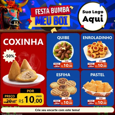 Modelo de Rede Social para Feed Facebook com o tema Festa Bumba meu Boi para Salgadaria