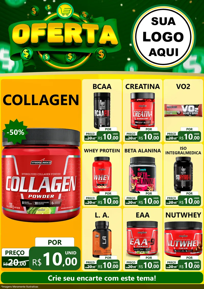 Modelo de Encarte para Encarte A4 Vertical com o tema Oferta para Suplementos alimentares