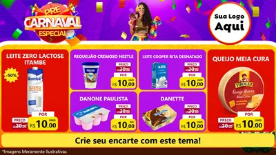 Modelo de TV para TV Horizontal com o tema Pré-Carnaval Especial para Frios e Laticínios