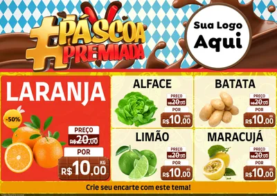 Modelo de Encarte para Encarte A4 Horizontal com o tema Páscoa Premiada para Hortifrúti