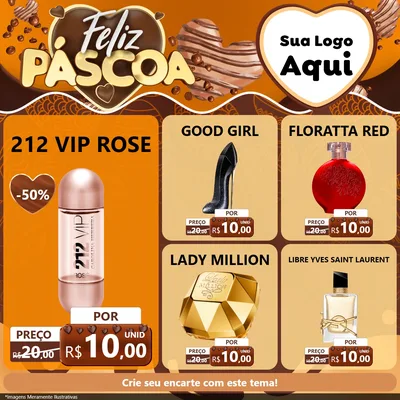 Modelo de Rede Social para Feed Facebook com o tema Feliz Páscoa para Perfumes