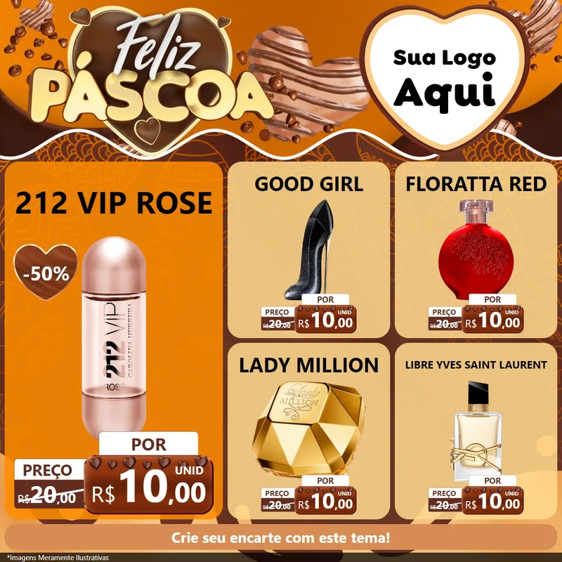 Modelo de Rede Social para Feed Facebook com o tema Feliz Páscoa para Perfumes