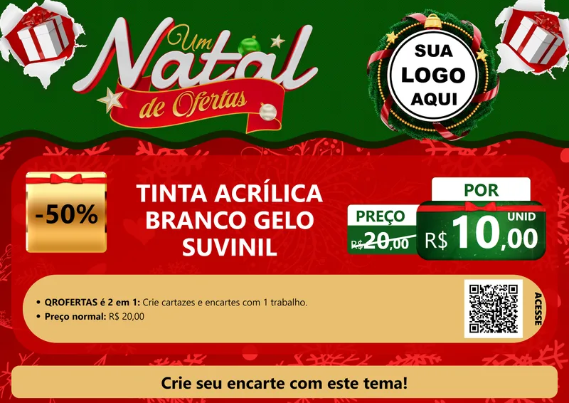 Modelo de Cartaz para Cartaz A4 Horizontal com o tema Um Natal de Ofertas para Tintas e Ferramentas